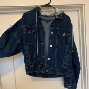 Baggy Crop denim Jacket with Hood
